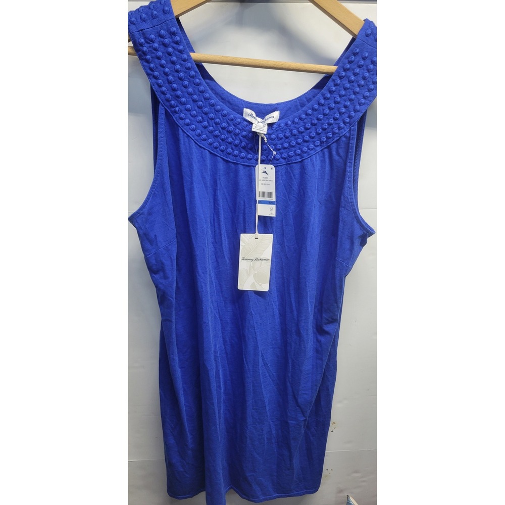 Tommy Bahama Womens XL Royal Blue‎ Sleeveless Textured Scoop Neck Knit Top NWT